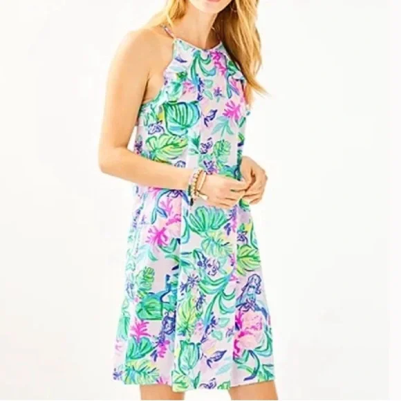 EUC- Lilly Pulitzer Billie Ruffle Amethyst Tint Mermaid Sleeveless Dress - Picture 2 of 6